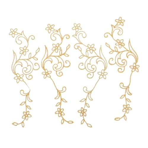 LIFKOME 4 Stück Bestickte Blumen Applikationen Beige Dekorative Aufnäher zum Aufnähen Kleidung Taschen Jeans Modische Lebendige Stickerei Patches für DIY Nähprojekte von LIFKOME