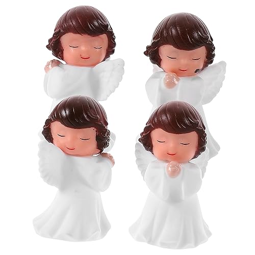 LIFKOME 4 Stück Betender Engel Kawaii Kuchen Zubehör Tischdeko Engel Figuren - sflügel Cupcake Topper Garten Skulptur Auto Statue Vinyl Spielzeug Baby Hochzeit von LIFKOME