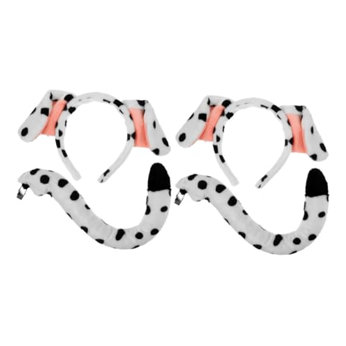 LIFKOME 4 Stück Dalmatiner Kostüm Set Hund Ohren Stirnband und für Erwachsene Weiches Bequemes Cosplay Zubehör für Halloween Fasching Geburtstagsfeiern Sicherer Sitz Niedliches Design von LIFKOME