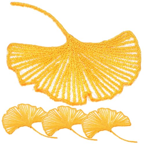 LIFKOME 4 Stück Ginkgo Stickerei Patches für Kleidung und Taschen Dekorative Flicken zur Verschönerung und Reparatur von Kleidung Handtaschen und Zufälliger Stil von LIFKOME