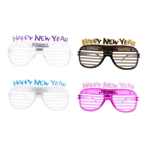 LIFKOME 4 Stück Luminous LED Partybrillen für Silvester Feier Leuchtende Lustige Year Eyeglasses Bunte Neon Brillen für Nachtveranstaltungen Party Accessoire für Erwachsene von LIFKOME