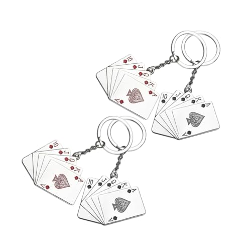 LIFKOME 4 Stück Poker Schlüsselanhänger Metall mit Spielkarten Anhängern in Rot und Schwarz Stilvoller Glücksbringer und Geschenk für Kartenspieler Modisches Accessoire für Schlüsselbund von LIFKOME