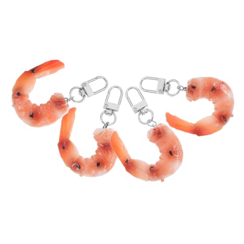 LIFKOME 4 Stück Realistische Fake Shrimp Schlüsselanhänger aus Vielseitige Food Simulation Anhänger für Taschen Schlüssel Partydeko Langlebig und Modisch von LIFKOME