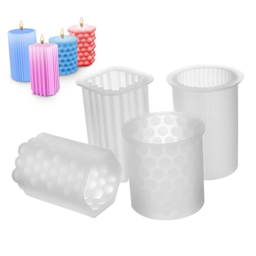 LIFKOME 4 Stück Silikon Kerzenformen Zylindrische Gießformen Leicht zu Reinigen Für DIY Kerzenherstellung Anfängerfreundlich Vielfältige Designs Für Duftkerzen und Seifen Herstellung LIFKOME 4 Stück Silikon Kerzenformen Zylindrische Gießformen Leicht zu Reinigen Für DIY Kerzenherstellung Anfängerfreundlich Vielfältige Designs Für Duftkerzen und Seifen Herstellung von LIFKOME