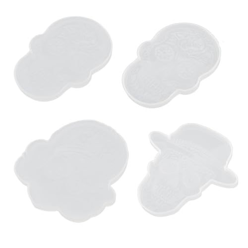 LIFKOME 4 Stück Silikon Untersetzer Schimmel Skull Design Gießform für Diy Bastelarbeiten für Harz Snacks und Tassen Leicht Nicht Klebrig und Einfach zu Verwenden von LIFKOME