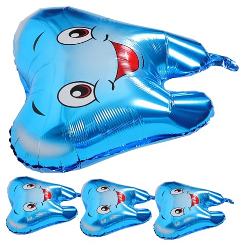 LIFKOME 4 Stück Teiliges Aluminiumfolie Zahnballons Shower Dekoration Kinderfreundlich Langlebig für Erste Zähne Party Geburtstagsfeier Partydeko von LIFKOME