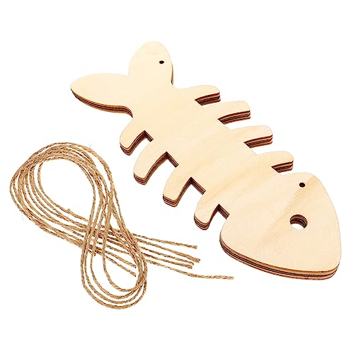 LIFKOME 4 Stück Teiliges Fischförmige Holzscheiben für DIY Malspielzeug Langlebige Holzchips zum Basteln Leichte Wandhänger Holzfische für Kreative Handwerksprojekte von LIFKOME