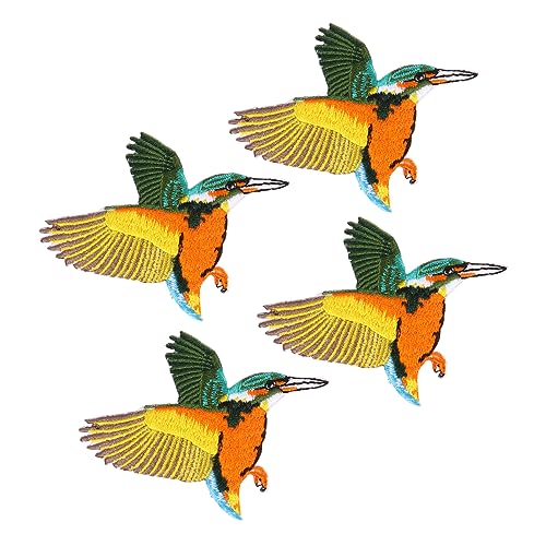LIFKOME 4 Stück Teiliges Hummingbird Stickerei Aufnäher Bügel und Nähpatches für Kleidung Taschen Bastelprojekte DIY Applikationen für Reparatur und Dekoration von LIFKOME