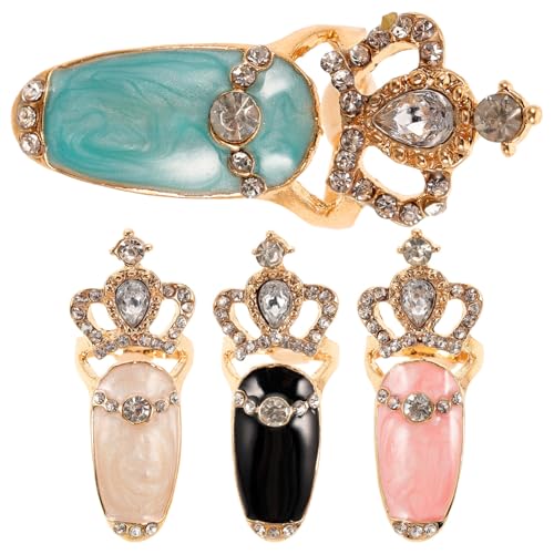 LIFKOME 4 Stück Teiliges Luxury Fingernails Ring mit Funkelnden Strasssteinen Verstellbare Knuckle Nail Rings in Weiß Blau Schwarz für Damen Einzigartiges Nagel accessoire LIFKOME 4 Stück Teiliges Luxury Fingernails Ring mit Funkelnden Strasssteinen Verstellbare Knuckle Nail Rings in Weiß Blau Schwarz für Damen Einzigartiges Nagel accessoire von LIFKOME