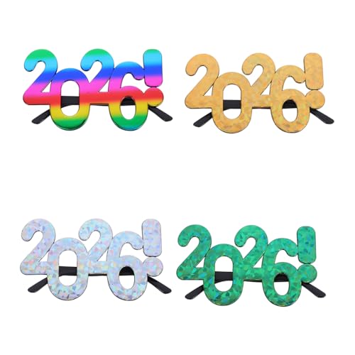 LIFKOME 4 Stück Teiliges Partybrillen Leichtes Design Bunte Zahlenbrillen für Silvester Geburtstage Abschlussfeiern Vielseitige Lustige Foto-requisiten für Erwachsene von LIFKOME