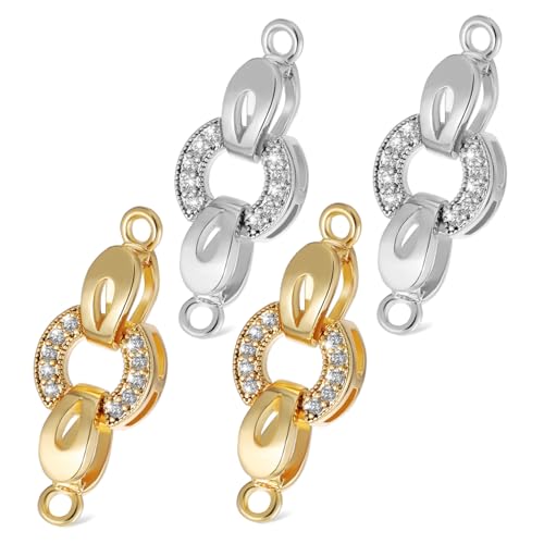 LIFKOME 4 Stück Teiliges Schmuckverschluss Kupfer Langlebige Armband Halskettenverschlüsse Einfache Handhabung Vielseitig Einsetzbar für DIY Schmuckherstellung Gold Silberfarben von LIFKOME