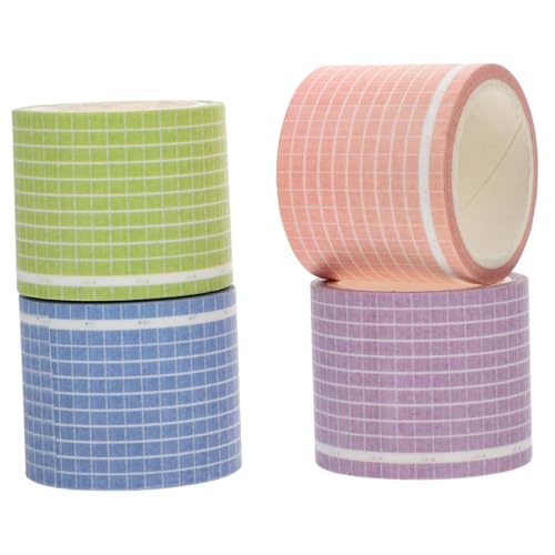 LIFKOME 4 Stück Teiliges Washi Tape Breit Dekoratives Klebeband mit Schlichtem Karomuster Selbstklebendes Scrapbook Zubehör für DIY Planer Tagebuch Kalender Zufällige Zufällige Farbe von LIFKOME