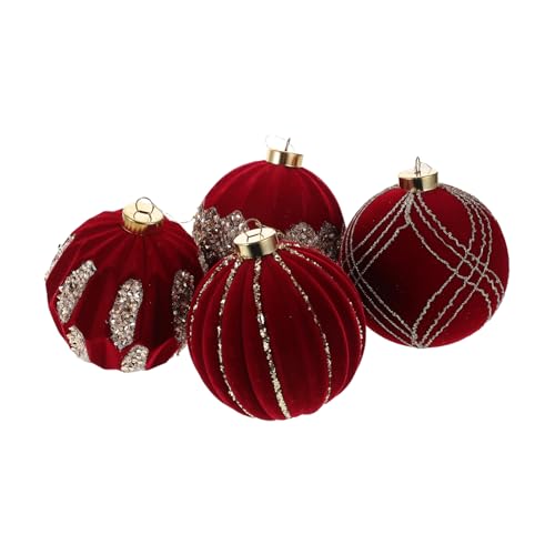 LIFKOME 4 Stück Velours Weihnachtsbaumkugeln Rote Glitzer Ornamente für Feiertagsdekoration Bruchsichere Hängende Bälle für DIY Bastelprojekte und Festliche Anlässe LIFKOME 4 Stück Velours Weihnachtsbaumkugeln Rote Glitzer Ornamente für Feiertagsdekoration Bruchsichere Hängende Bälle für DIY Bastelprojekte und Festliche Anlässe von LIFKOME