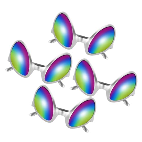 LIFKOME 4 Stück Witzige Kunststoffbrillen Außerirdisch Partybrille für Erwachsene Auffällige Halloween Eyewear mit Silbernem Rahmen Leichtes Komfortables Kostümzubehör für Fotos und von LIFKOME