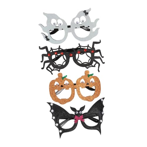 LIFKOME 4 Stücke Teiliges Set Halloween Brillen für Lustige Kürbis Geist Spinne und Fledermaus Dekorationsbrillen für Kostümpartys und Scherze Leicht und Bequem zu Tragen von LIFKOME