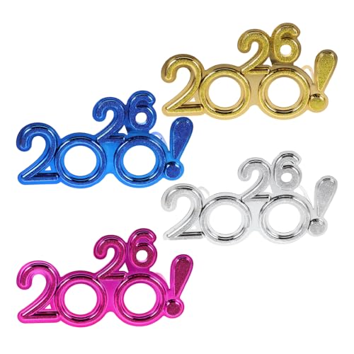 LIFKOME 4-teilige Party-Sonnenbrillen: Brillen für die Neujahrsfeier – bequeme, leichte Kunststoffbrille mit lustigem Zahlendesign von LIFKOME