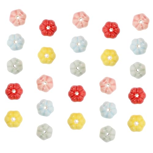 LIFKOME 40 Stück Bunte Keramikperlen Kürbis Schmuck Basteln Diy Dekoration für Armbänder und für Thanksgiving und Kreative Projekte von LIFKOME