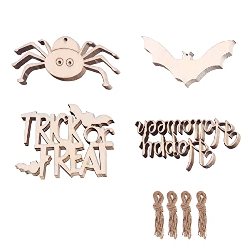 LIFKOME 40 Stück Holzanhänger für Halloween Dekoration Bastelbedarf für Partys Kreative Holzornamente für Diy Projekte und Festliche Anlässe von LIFKOME