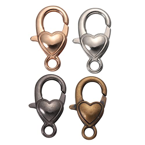 LIFKOME 40 Stück Legierung Lobster Clasps mit Herz Muster DIY Schlüsselanhänger Zubehör Gemischte Farben für Schmuckherstellung und Kreative Projekte von LIFKOME