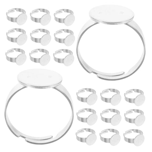 LIFKOME 40 Stück Teiliges Edelstahl Ringrohlinge Flache Runde Lünette Tabletts Verstellbare Rings Basen Für Damen DIY Schmuckherstellung Umweltfreundlich Robust Elegant von LIFKOME