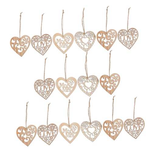 LIFKOME 40 Stück Teiliges Herz Holzanhänger aus Robustem Holz Leicht und Flach für Sicheres Basteln als Romantische Streudeko und DIY herzdeko für Hochzeit Wohnzimmer und Kreative von LIFKOME