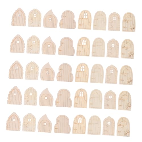 LIFKOME 40 Stück Teiliges Miniatur Feentüren aus Unlackiertem Holz DIY Garten Baumdekoration Vielseitige Kleine Holz-türen für Haus Party Geburtstag und Hochzeitsdekoration von LIFKOME