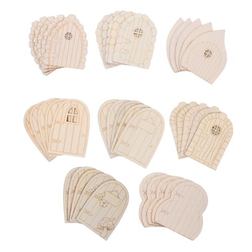 LIFKOME 40 Stück Teiliges Miniatur Holz Gartenfeentür Unlackierte DIY Garten-Dekoration Holz Türrahmen für Party Hochzeit Geburtstag Vielseitige Feentüren-Dekorationen Ornamente von LIFKOME