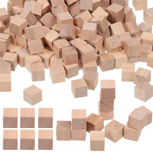 LIFKOME 400 Stück Holzklötze DIY Bastelwürfel Naturholz Große Blanko Bausteine für Kreative Projekte Sicher und Vielseitig Einsetzbar von LIFKOME