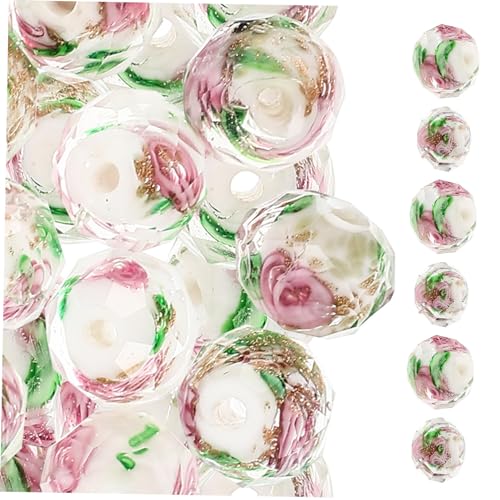 LIFKOME 40Stücke Blumenmusterperlen Handgefertigte Spacerperlen für DIY Armbänder für Schmuckherstellung und Kreative Bastelprojekte von LIFKOME