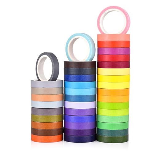 LIFKOME 40Stücke Rainbow Washi Tape Klebebänder für Scrapbooking Journaling DIY Projekte Einfarbiges Papierband für Planer und Bastelarbeiten von LIFKOME