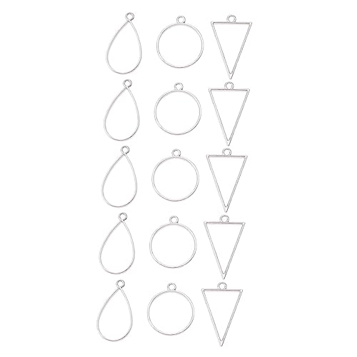 LIFKOME 45 Stück Geometrische Offene Rückseiten Bezel Anhänger DIY Schmuck Zubehör Silber für Ohrringe und Armbänder Hochwertige Epoxidharz für Bastelprojekte von LIFKOME