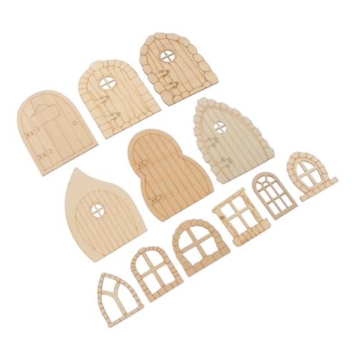 LIFKOME 48 Stück Teiliges Holz Feentüren Diy Garten Dekoration Unlackierte für Malen Kreative Holzplatten für Feenhaus und Bastelprojekte von LIFKOME