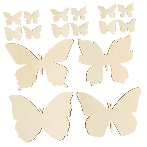 LIFKOME 48 Stück Teiliges Schmetterling Holzformen Bastelset aus Natürlichem Holz für DIY Malerei Graffiti Dekorationen Unvollendete Holzschmetterlinge zum Bemalen Kreative Holzornamente von LIFKOME
