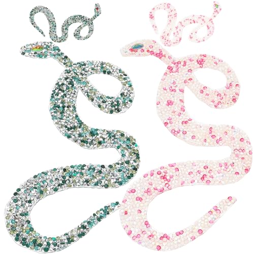 LIFKOME 4Stücke Schlangengeformte Bling Patches für Kleidung DIY Applikationen Harz für Kreative Reparaturen Geeignet für Jeans Taschen Hüte und Mehr von LIFKOME