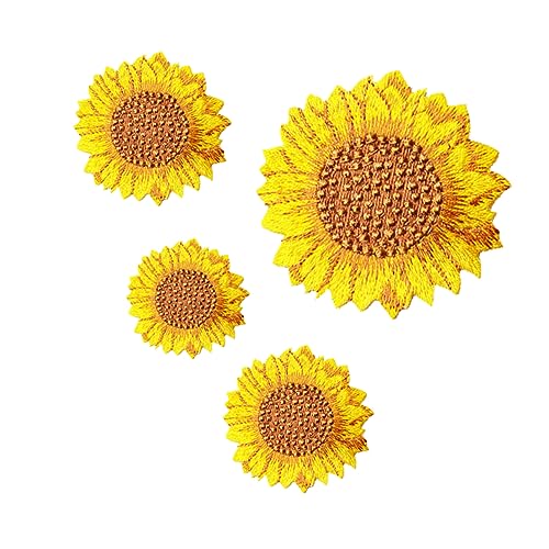 LIFKOME 4Stücke Sonnenblumen Stickapplikationen Für Kleidung Nähflicken Im Süßen Design Zur Dekoration Von Kleidung Taschen Und Kunsthandwerk Langlebig Und Praktisch von LIFKOME