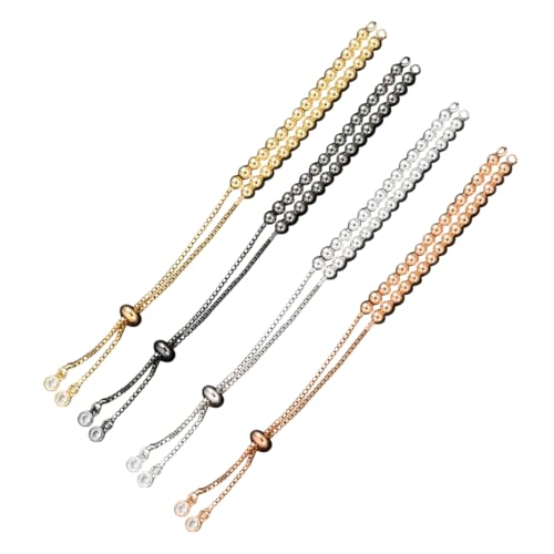 LIFKOME 4Stücke Verstellbare Messingperlen Armbänder für DIY Schmuckherstellung Halbfertige Handkettenschmuckzubehör Weißgold Roségold Schwarz für Accessoires von LIFKOME