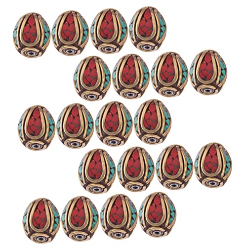LIFKOME 5 Sätze Nepalese Messing Perlen Mit Türkis Für Diy Schmuckherstellung Für Armbänder Ohrringe Dekorationen Sanfte Oberfläche Für Kreative Projekte 20 Stück * 5 von LIFKOME