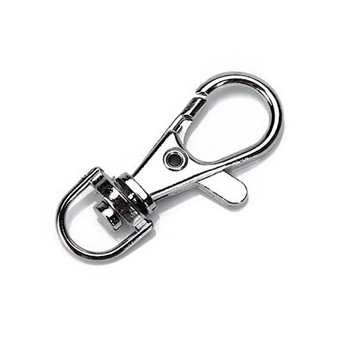 LIFKOME 5 Stck Robuster Großer Metall Karabinerhaken Schlüsselanhänger Set Silber Drehbarer Lobster Swivel Verschluss für Schlüssel DIY Schmuck Anhänger von LIFKOME
