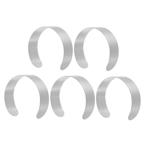 LIFKOME 5 Stück Edelstahl Armbandrohlinge für Damen Offenes Formstabiles Manschettenarmband zum Selbermachen Druckfreier Sitz Langlebig und Komfortabel für Individuellen Schmuck von LIFKOME