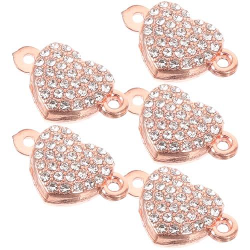 LIFKOME 5 Stück Herzförmige Magnetverschlüsse für Schmuckherstellung Hochwertige Legierungs Clips für Armbänder und Einfach zu Bedienen für DIY Projekte Roségold von LIFKOME