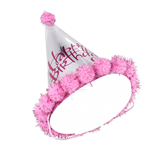 LIFKOME 5 Stück Pinke Pompon Hüte aus Glänzendem Papier Geburtstagsfeier Hüte mit Druckdesign für Feierlichkeiten für Partys Babypartys und Fotoshootings von LIFKOME
