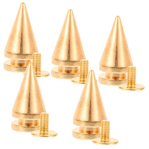 LIFKOME 5 Stück Punk Kegelspikes Nieten aus Metall in Gold Schraubnieten für Kleidung Taschen Schuhe und DIY Bastelprojekte Modische und Leichte Dekoration für Individuellen Stil von LIFKOME