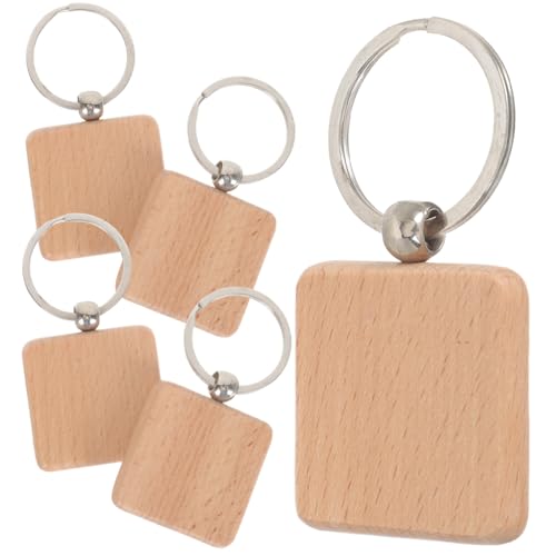 LIFKOME 5 Stück Quadratische Blanko Holz Schlüsselanhänger aus Dattelholz DIY Holz Schlüsselring Anhänger zum Bemalen Gravieren und Basteln Poliert Leicht und Langlebig für von LIFKOME