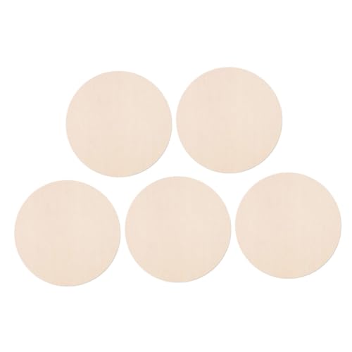 LIFKOME 5 Stück Runde Holzscheiben aus Holz Unbehandelte Holzstücke für DIY Bastelarbeiten Beschreibbare Dicke Holzkreise für Hochzeit Deko und Kreative Handwerksprojekte von LIFKOME