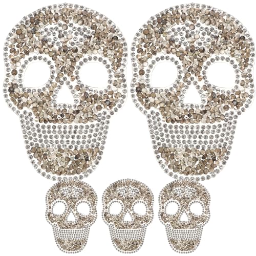LIFKOME 5 Stück Skull Aufnäher mit Strass Multifunktionale Bügelpatches für Kleidung Taschen Hüte und Schuhe für Diy Dekoration und Reparatur von Löchern von LIFKOME