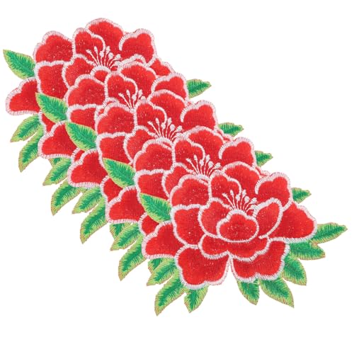 LIFKOME 5 Stück Stoff Patch Patch Flicken Für Bekleidung Stickereiflecken Aufnäher Für Vintage-kleidung Gestickte Aufnäher Bestickt Aufnäher Nähen Stoffflicken Für Kleidung Rot Polyester von LIFKOME