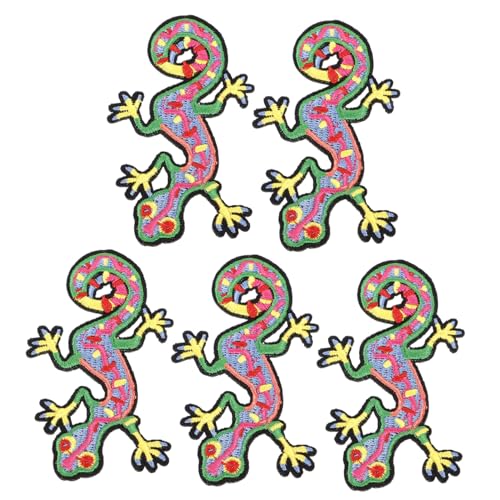 LIFKOME 5 Stück Teiliges Cartoon Gecko Aufnäher Dekorative Applikationen für Kleidung DIY Flicken zum Aufnähen für Reparaturen und Kreative Projekte von LIFKOME