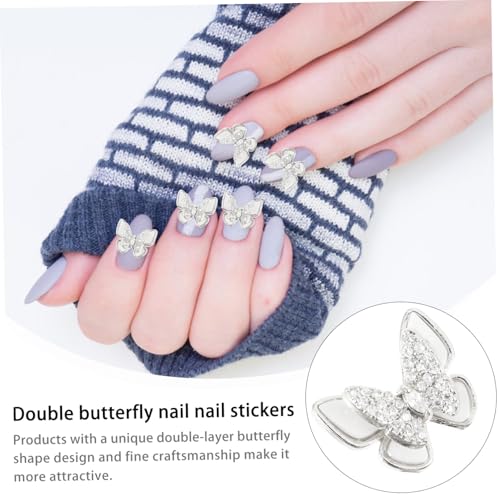 LIFKOME 5 Stück Teiliges DIY Nagelkunst Schmuck Doppellagige Nagelstuds Silberfarbene Nail Art Charms für Kreative Maniküre Professionell und Persönlich Geeignet von LIFKOME