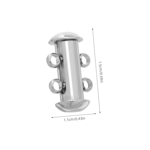 LIFKOME 5 Stück Teiliges Edelstahl Schmuckverbinder Doppelreihiger Kettenverschluss für Halsketten und Armbänder Sicherer Schließe-clip für Mehrschichtige DIY Schmuckkreationen von LIFKOME
