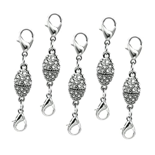 LIFKOME 5 Stück Teiliges Olivenförmiger Strass Lobster Clip Magnetverschluss Silber für DIY Schmuckherstellung Armband Verschluss Magnetverschluss Kette von LIFKOME